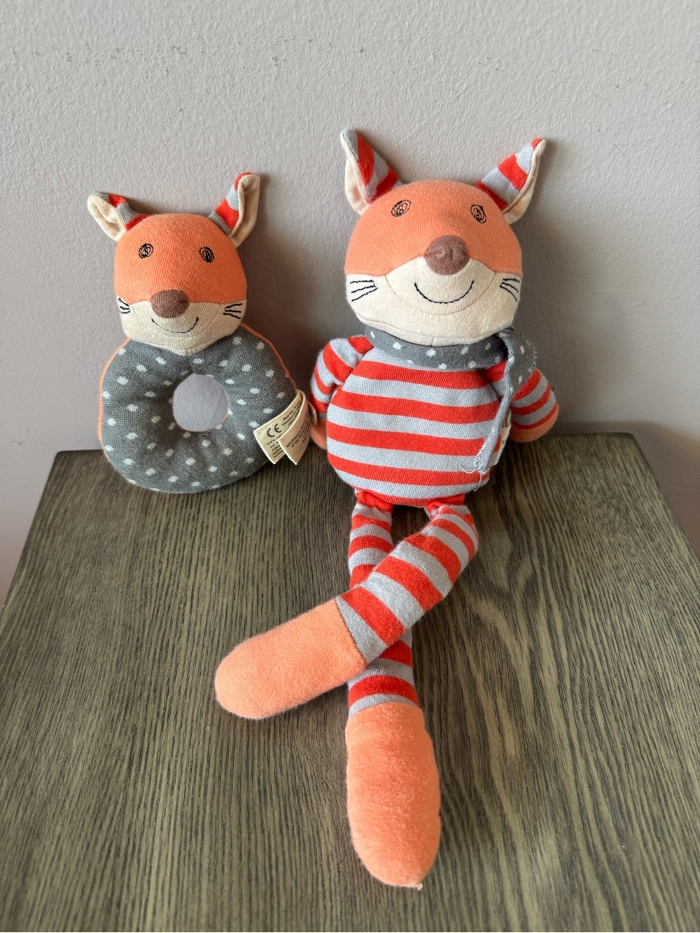 Apple Park Organic‎ Farm Buddies Frenchy Fox Rattle Plush and Teether Set of 2